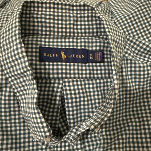 Ralph Lauren Shirt Men's XL Green Gingham Plaid Purple Pony Long Sleeve Preppy - Picture 6 of 8